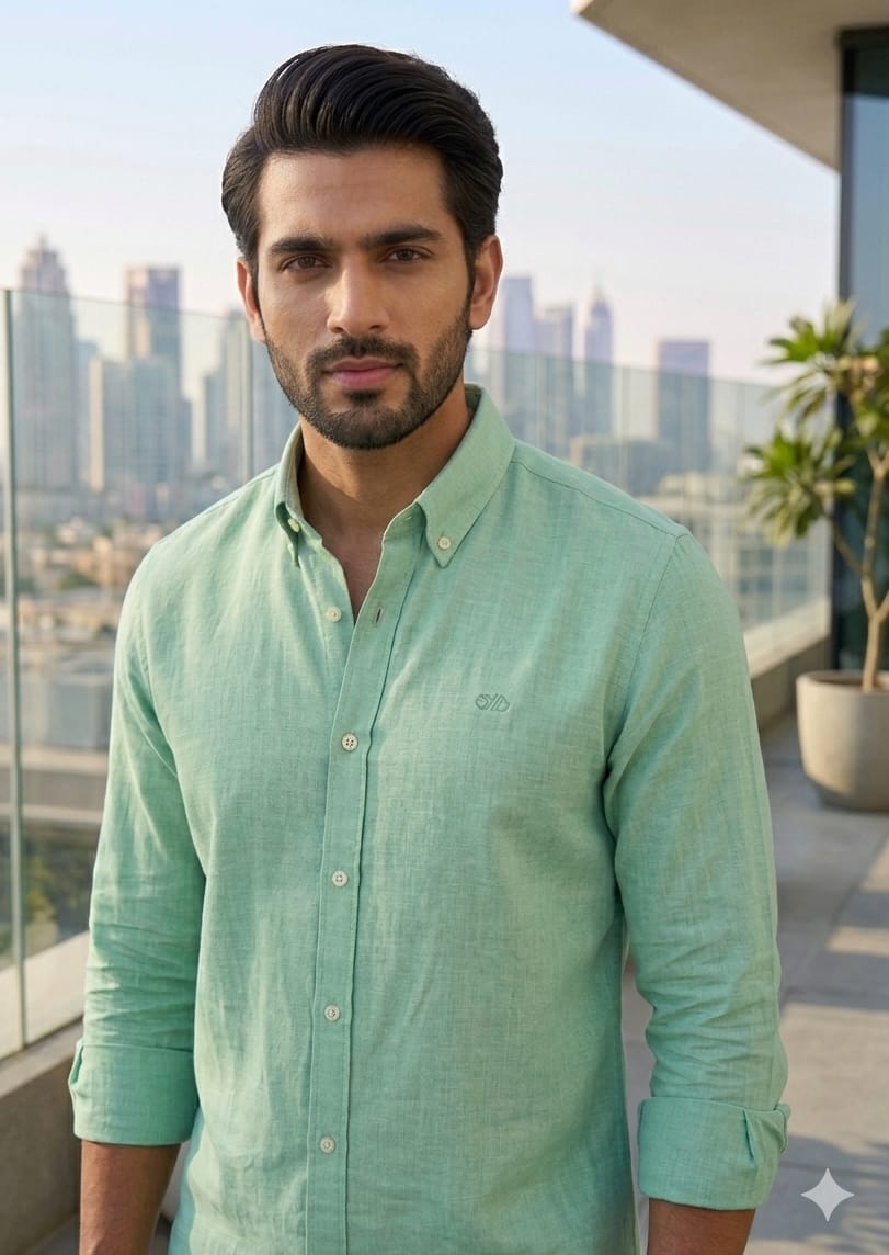 Men's Mint Linen Shirt (M, L, XL, XXL) Wholesale Only