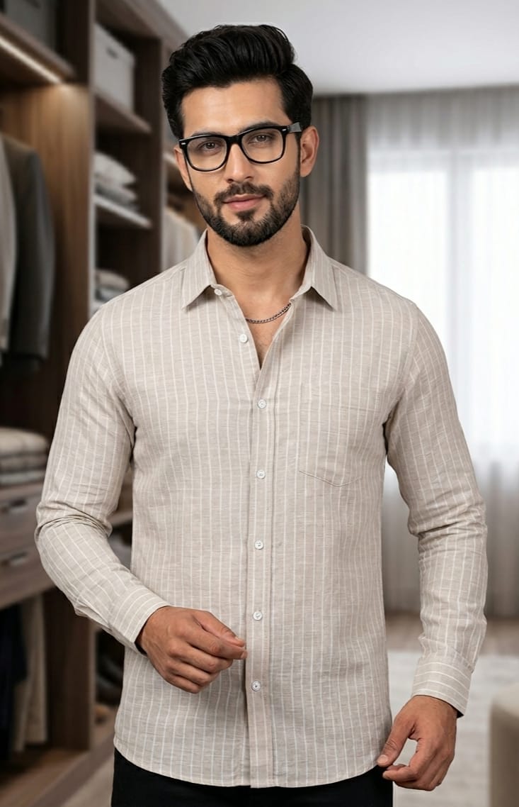 Men's Blush Pink Self-Stripe Casual Shirt (M, L, XL, 2XL) Wholesale Only